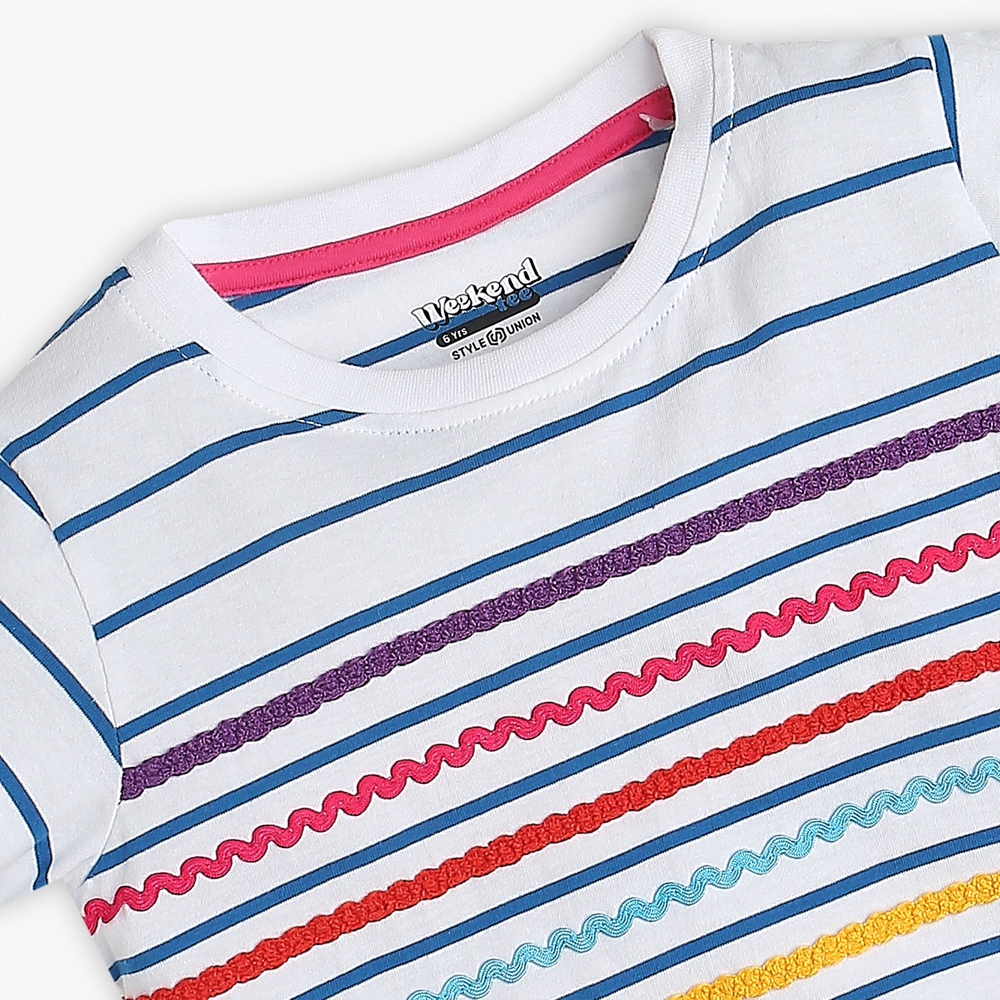 Girls Regular Fit Striped T-Shirt | Soft Cotton Short Sleeve Tee | Casual Everyday Wear for School & Play