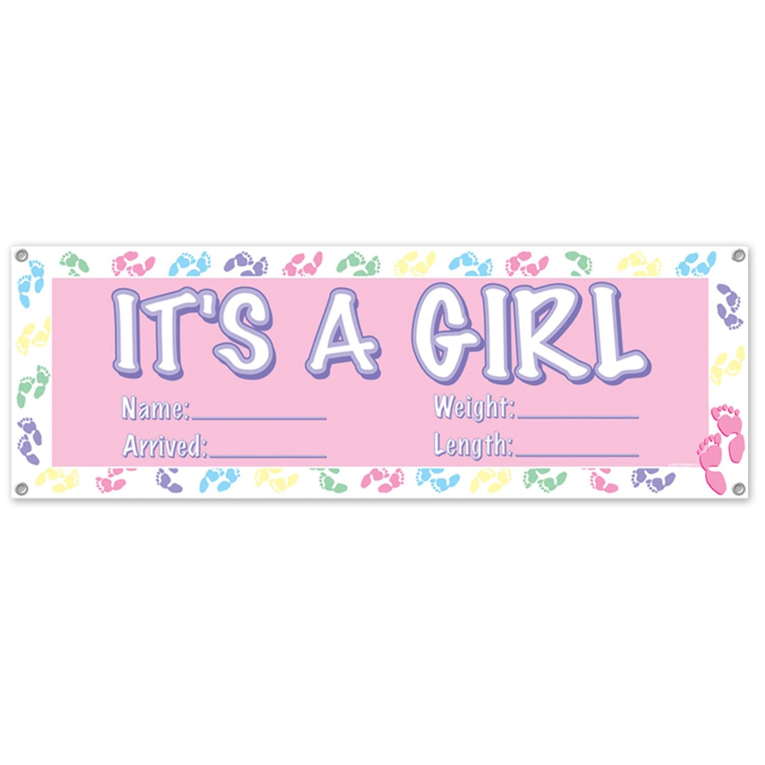 12 Pack Beistle It's A Girl Sign Banner - Baby Shower Decorations for Girls, Gender Reveal Party Supplies, Nursery Wall Decor - Perfect for Birthday Celebrations & Newborn Welcome Parties