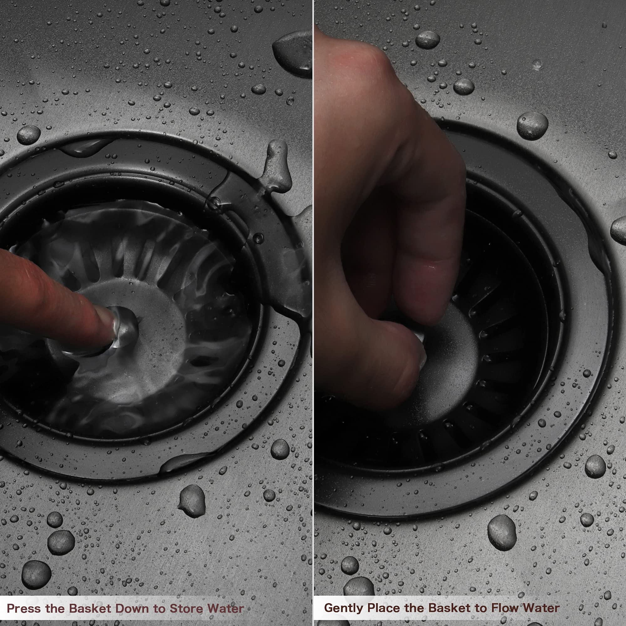 Black Kitchen Sink Drain Assembly - 3.5 Inch Stainless Steel Strainer & Stopper with Decorative Cover - Perfect for Bathroom, Laundry, and Utility Sink Drainage