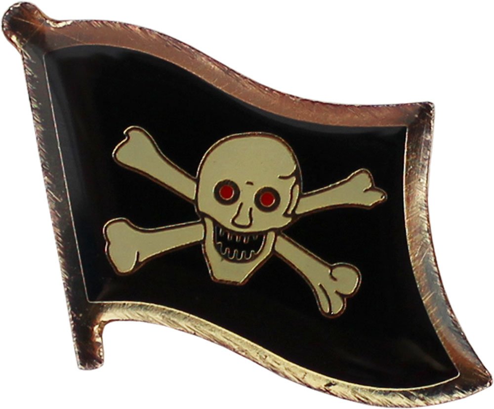 Jolly Roger Pirate Lapel Pin with Red Eyes - Skull & Crossbones Badge for Jackets, Hats & Bags - Perfect for Halloween, Cosplay & Pirate Themed Parties