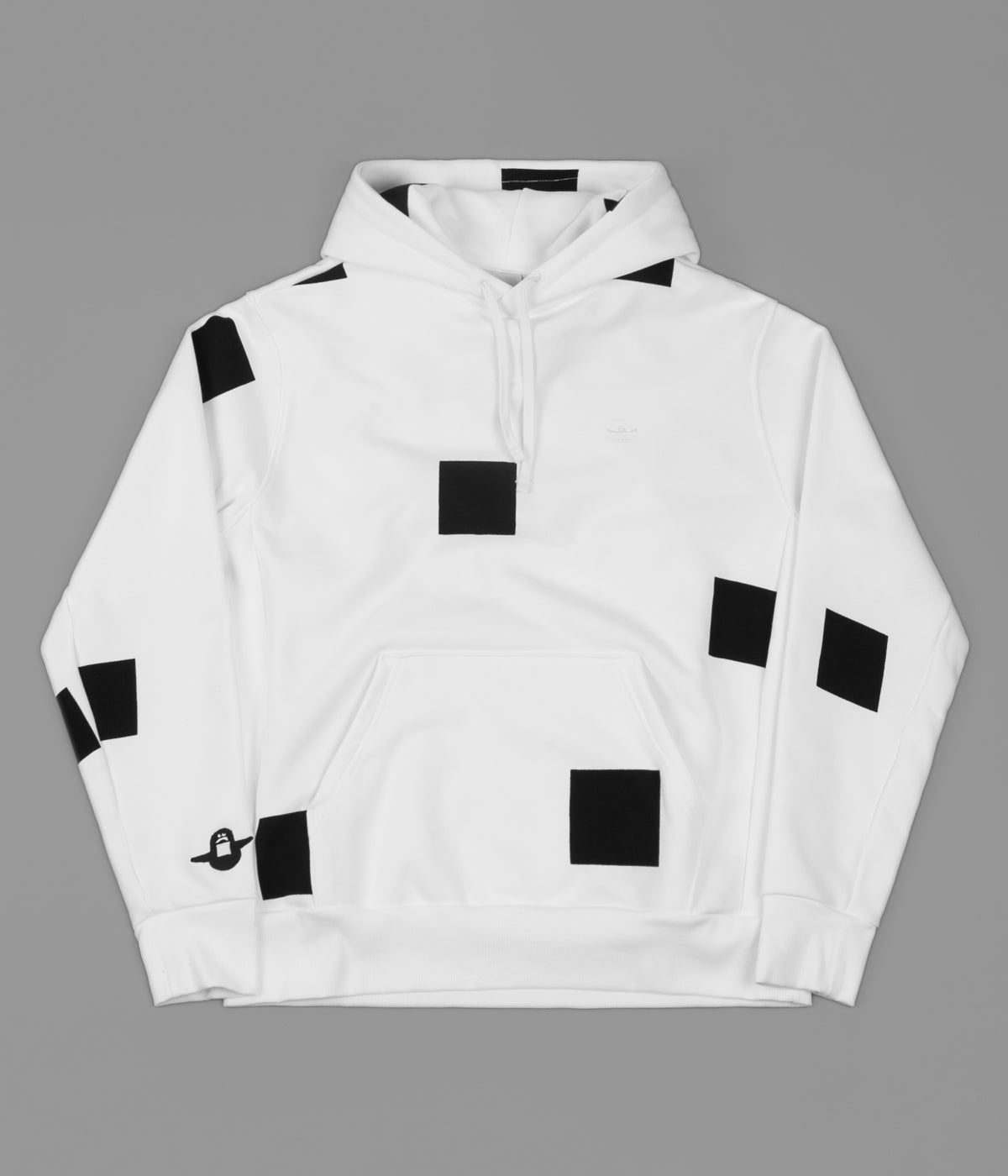 Adidas H Shmoo Box Hoodie for Men & Women - White & Black Color Block Pullover Sweatshirt | Casual Streetwear, Gym, Lounge Wear