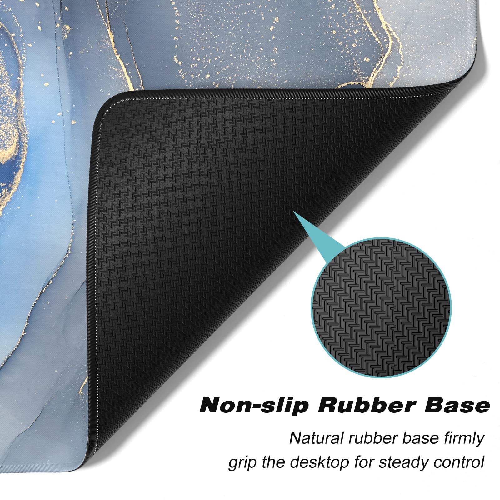 XXL Gaming Mouse Pad 31.5x15.7in - Waterproof Desk Mat with Non-Slip Base for Office & PC Gaming - Dark Blue Marble