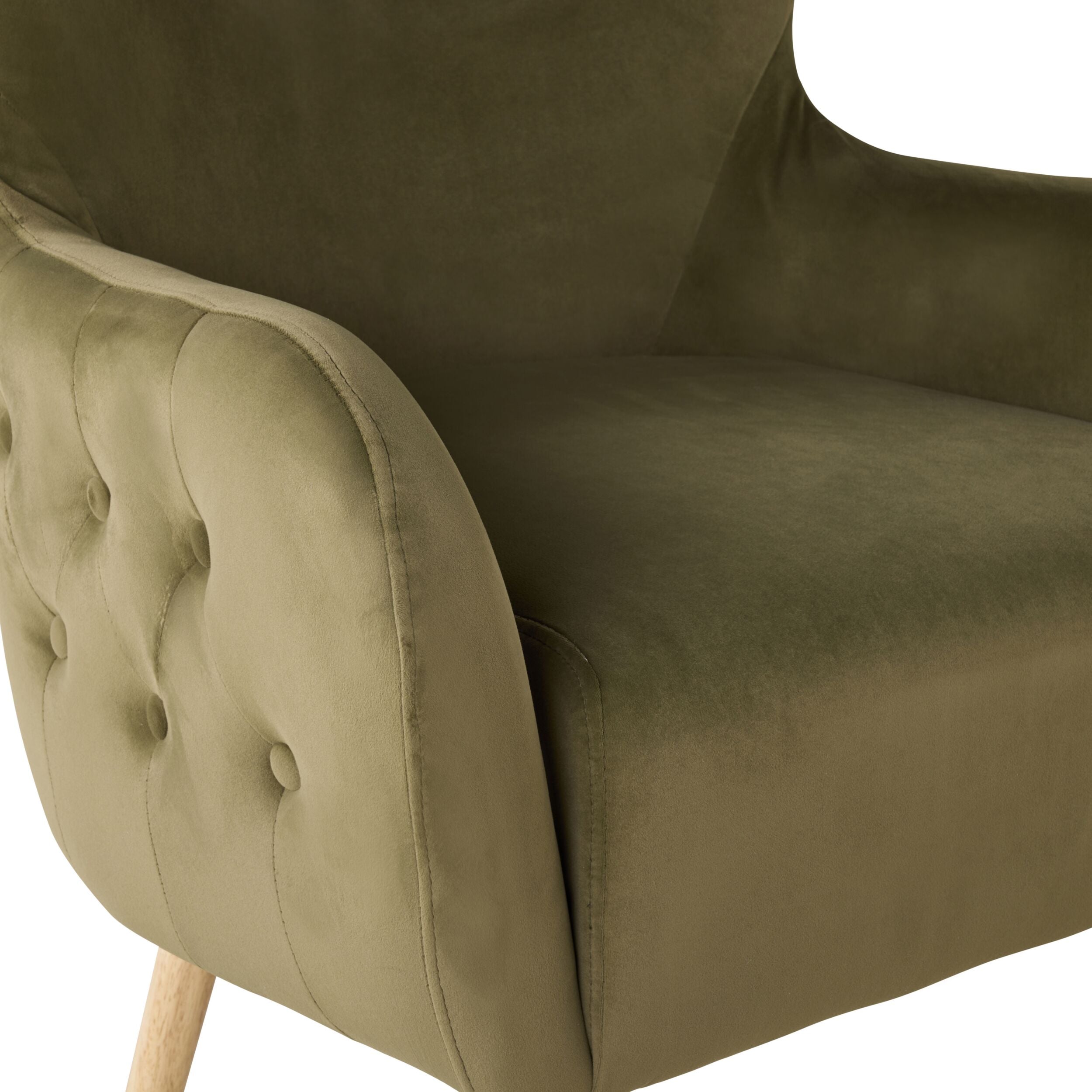 Amira Velvet Moss Occasional Chair - Elegant Accent Seating for Living Room, Bedroom, or Office Decor