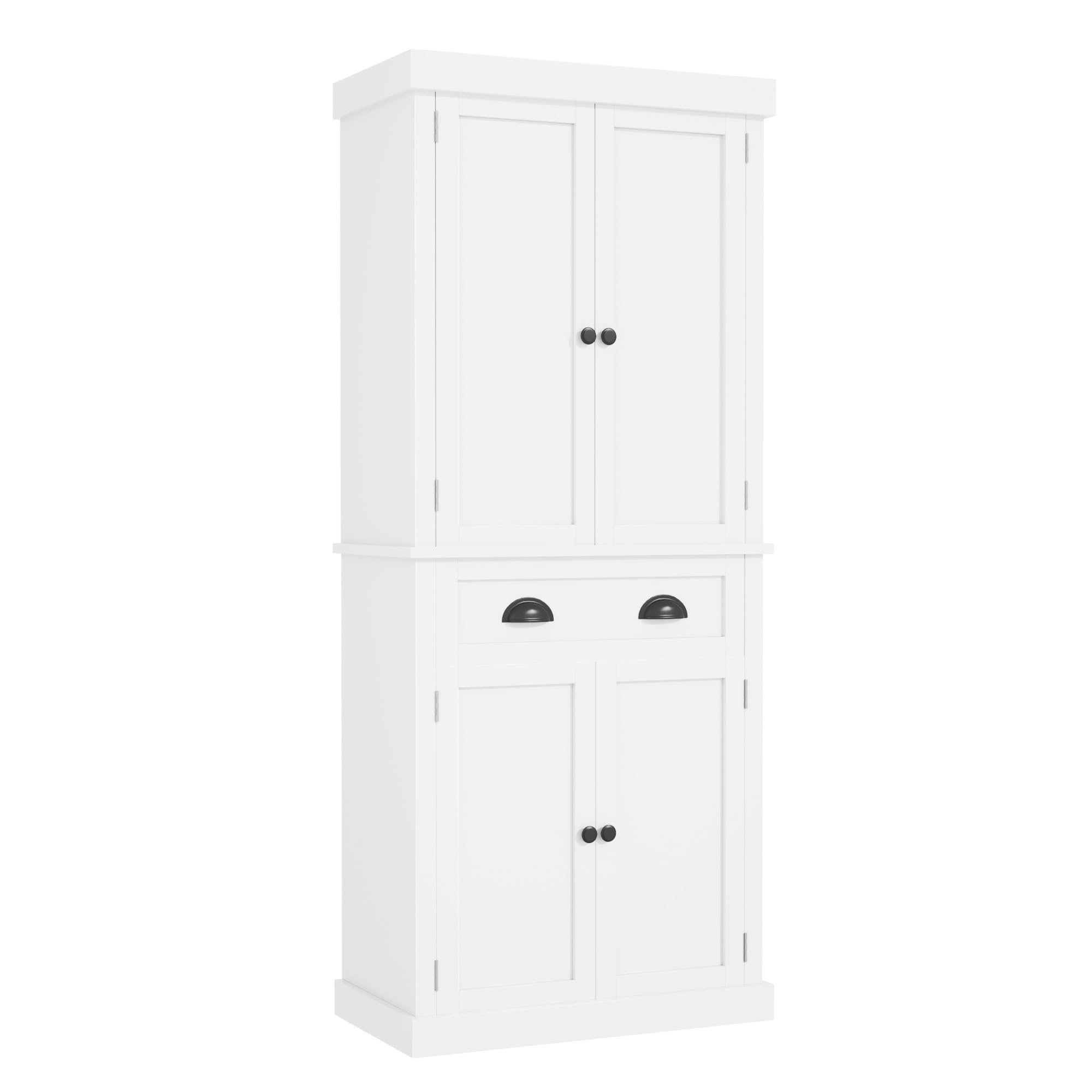 Flamaker 72 Inch White Kitchen Pantry Cabinet with Drawer & 4 Adjustable Shelves - Freestanding Storage Cabinet for Kitchen, Dining Room, Living Room - Perfect for Organizing Food, Dishes & Household Items