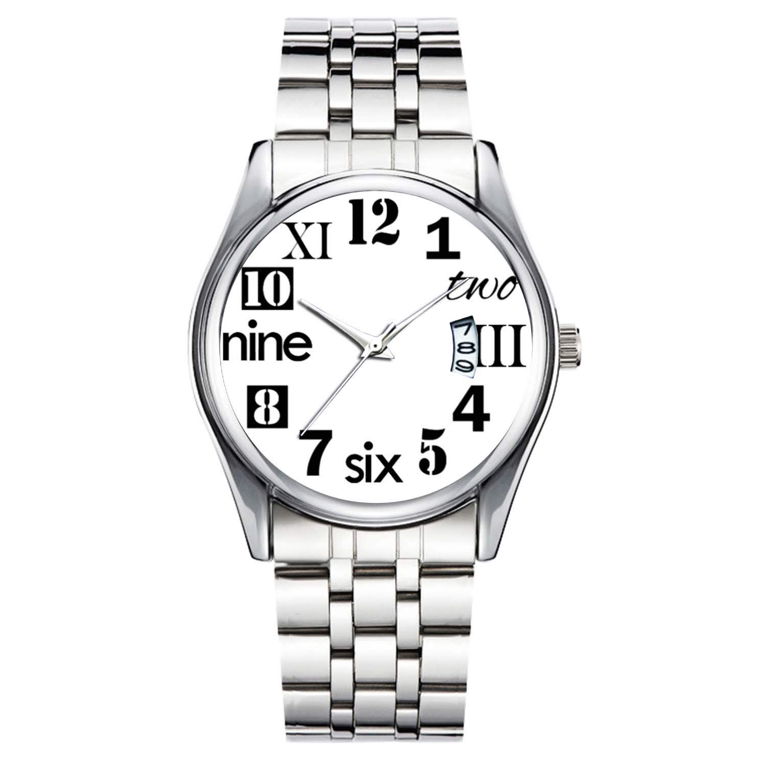 Unique Stainless Steel Watch for Men & Women - Classic Silver Couple Watches for Him & Her, Personalized Fashion Watch for Kids, Boys & Girls - Cute Number Face Design - Perfect for Gifts, Anniversaries & Everyday Wear