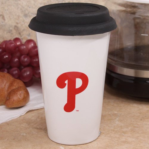 MLB Philadelphia Phillies Logo Insulated Travel Mug - 16oz Stainless Steel Coffee Tumbler with Lid, Perfect for Hot & Cold Drinks On the Go, Office, Gym, or Commute