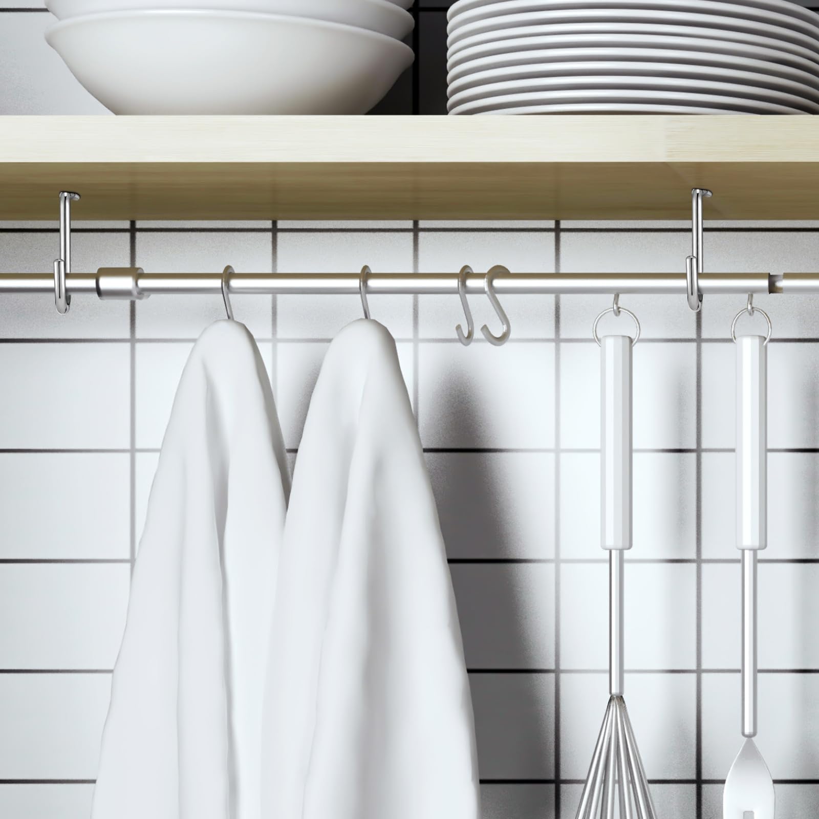 Gisafai 4-Pack Heavy Duty 1 Inch Metal Closet Rod Support Brackets - Wall Mounted Shelf Hanger for Sturdy Clothes Storage (Perfect for Bedroom, Walk-in Closet & Laundry Room Organization)