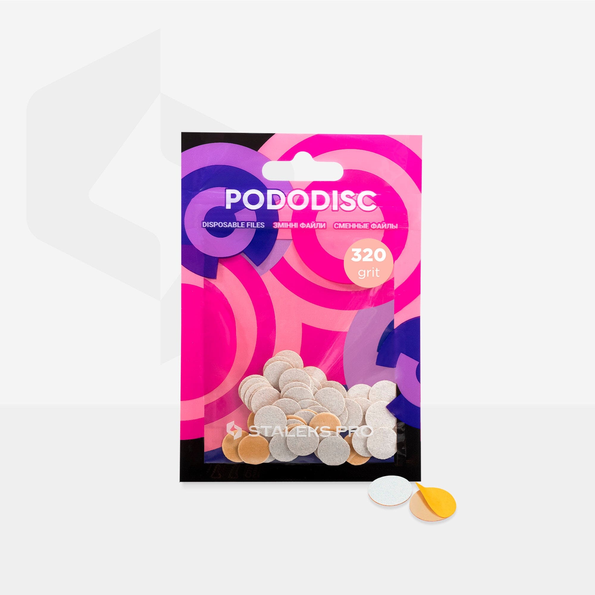 Staleks Disposable THIN White Pedicure Files for Nails - PODODISC XS 320 Grit (50 Pack) - Perfect for Salon, Spa & At-Home Nail Care