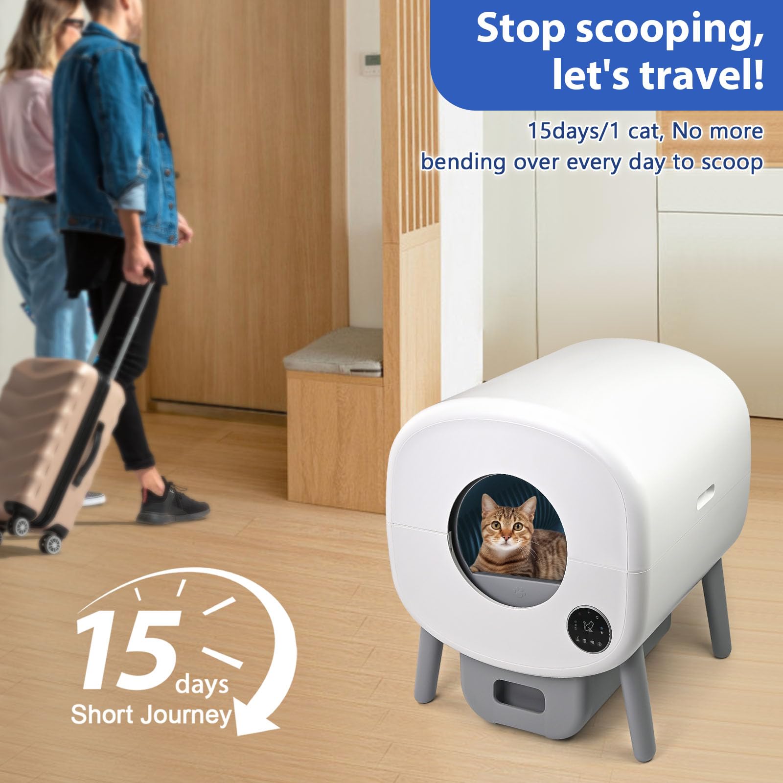 Self Cleaning Cat Litter Box - 95L Automatic Litter Box for Multiple Cats with APP Control & Odor-Free Waste Disposal (Includes Trash Bags) - Perfect for Busy Pet Owners & Multi-Cat Households