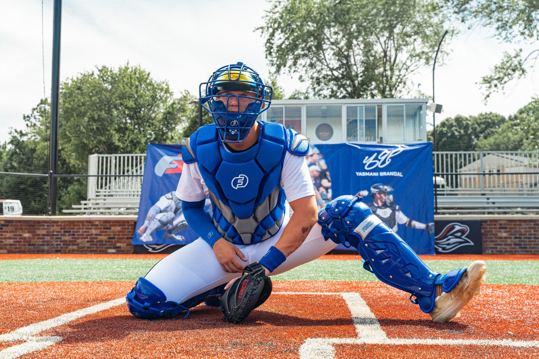 FORCE3 Defender Two-Tone Catcher Leg Guards - Baseball & Softball Protective Gear for Youth & Adults - Perfect for Games, Training & Practice