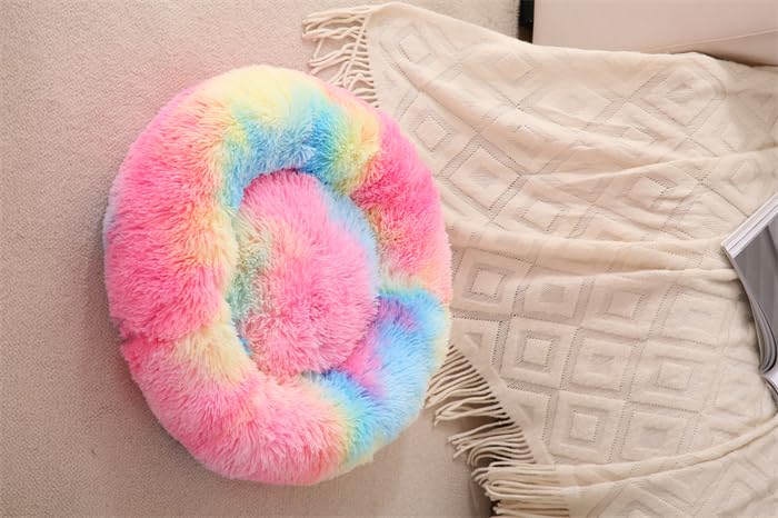**Cozy Donut Pet Bed for Small Dogs & Cats - Soft Round Dog Bed & Cat Bed for Puppies & Kittens Under 3Kg - Perfect for Cuddling, Sleeping & Relaxing in Living Room or Bedroom**