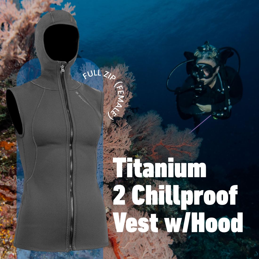Women's Titanium 2 Chillproof Hooded Vest - Lightweight Full Zip Winter Jacket for Outdoor Activities, Hiking & Casual Wear