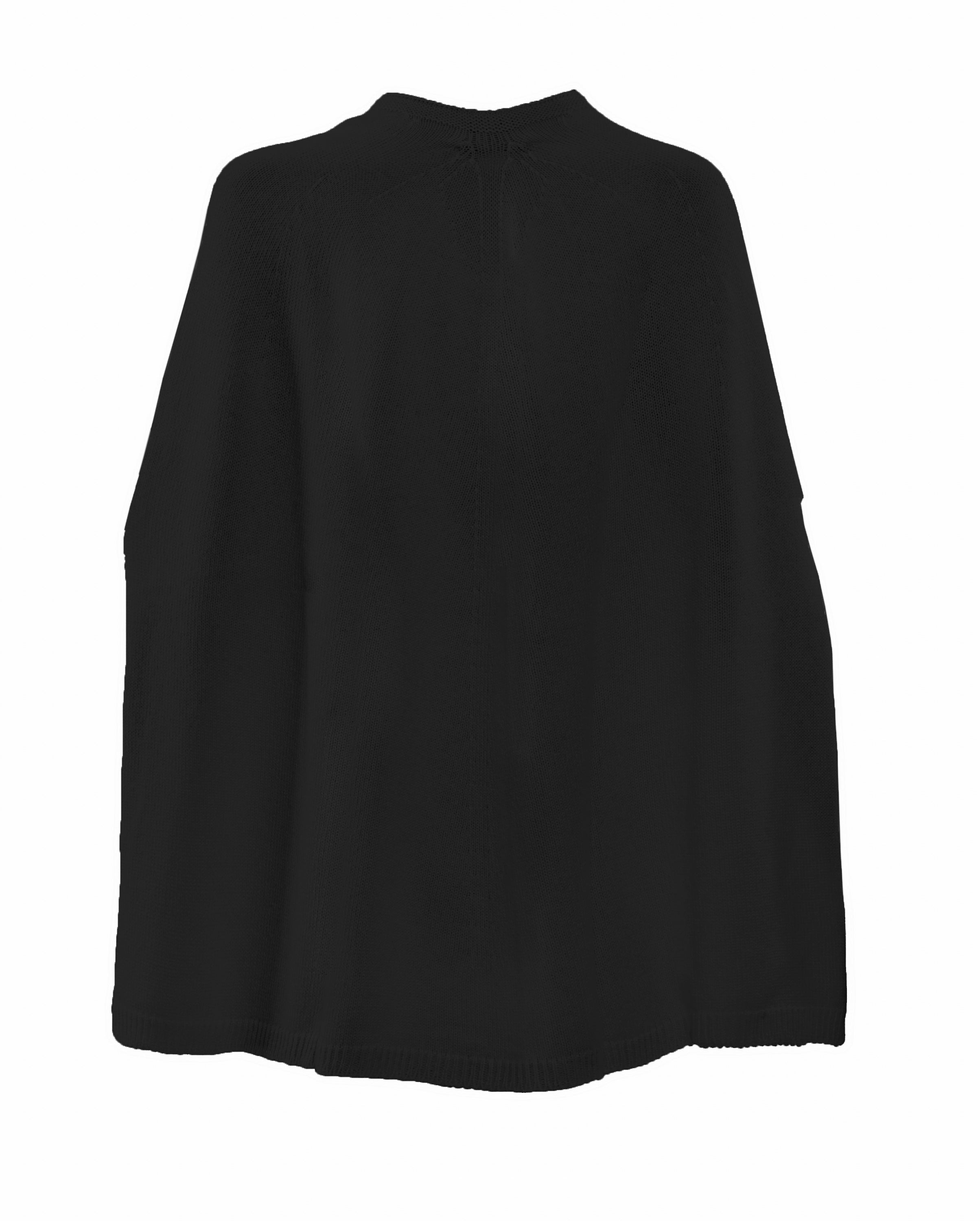 Luxury Women's Pure Cashmere Cable Knit Poncho Shawl Wrap - Soft Warm Winter Cape for Women - Elegant Black Cashmere Poncho for Office, Travel & Special Occasions