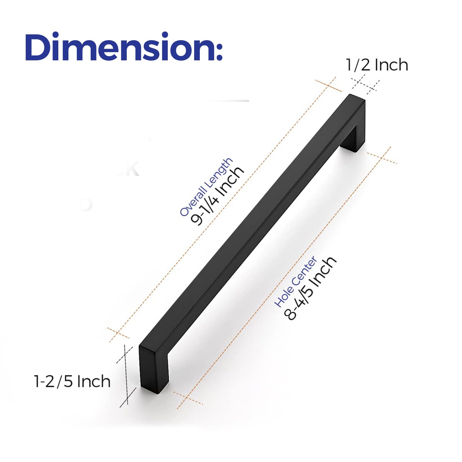 Ravinte 18 Pack 8-4/5 Inch Matte Black Square Cabinet Handles - Modern Kitchen Cabinet Pulls & Drawer Handles for Cabinets, Cupboards, Dressers - Perfect for Home Renovation & DIY Furniture Upgrade