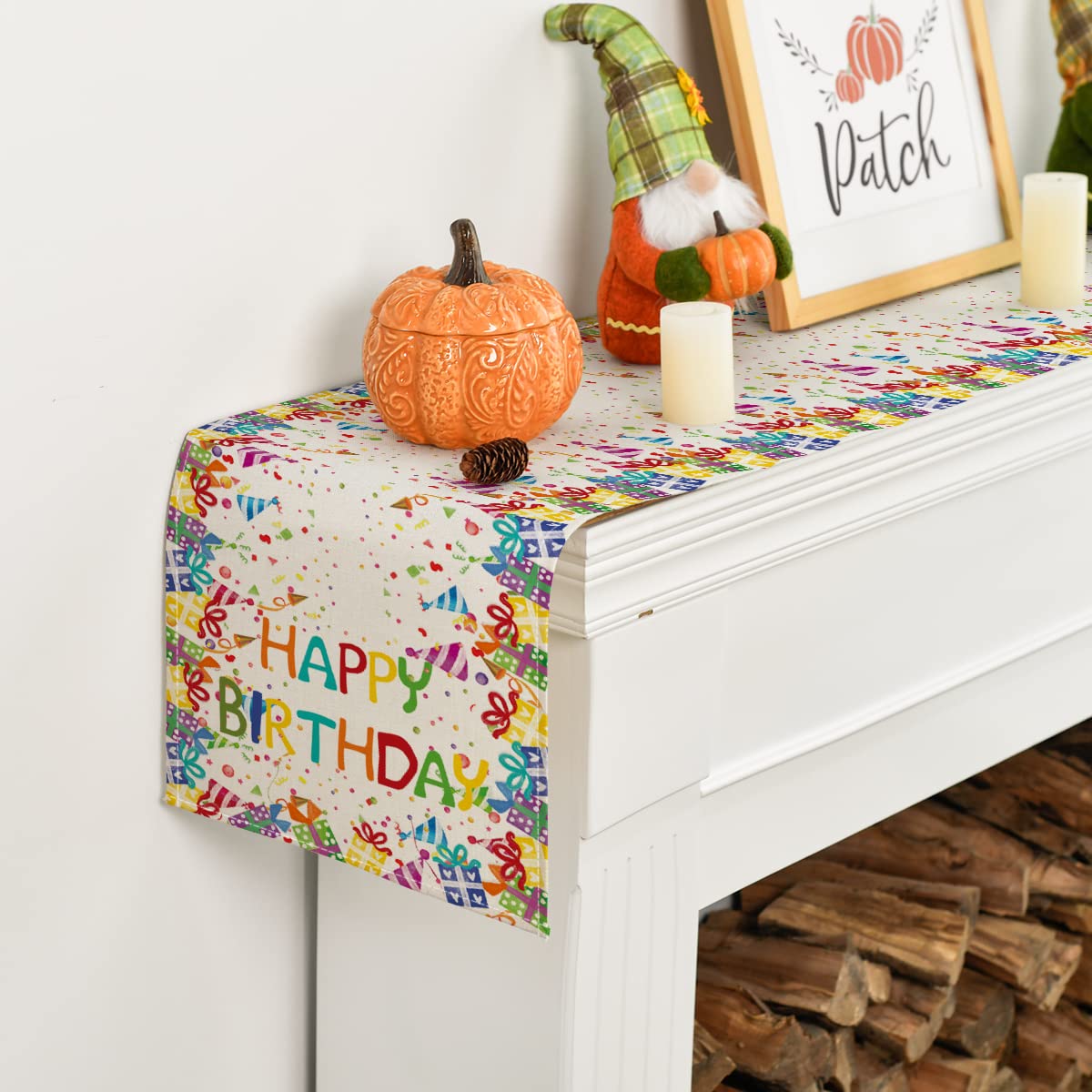 Happy Birthday Table Runner - 13x72 Inch Polka Dot Party Tablecloth for Kitchen, Dining & Outdoor Decor - Perfect for Home Celebrations & Birthday Gifts