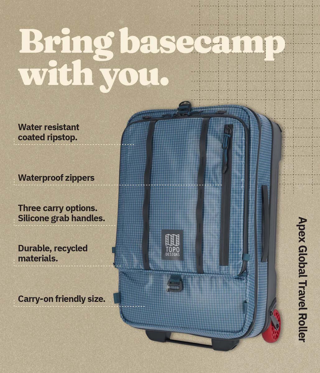 Topo Designs Apex Global Carry-On Luggage - Waterproof Travel Roller Bag for Business Trips & Weekend Getaways
