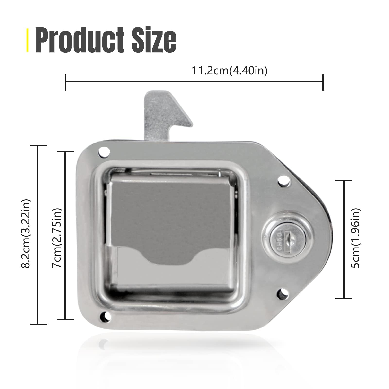 YESHMA 2-Piece Stainless Steel Truck Tool Box Latch Replacement - Paddle Lock Handle with Keys & Rivets for Truck, Trailer, UTV, ATV Toolboxes | Durable Toolbox Lock for Outdoor Work & Off-Road Vehicles