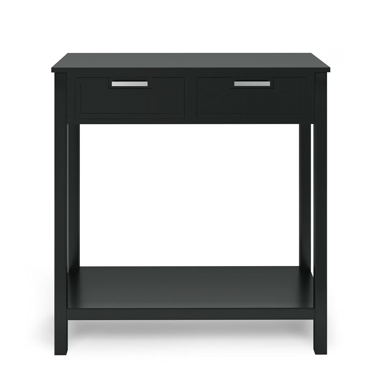 Black Entryway Console Table with 2 Storage Drawers & Bottom Shelf - Anti-Tip Design for Hallway, Living Room - Perfect for Keys, Phones, Decor & Alarm Clocks