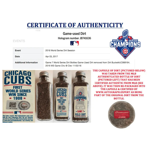 Authentic Chicago Cubs 2016 World Series Game 7 Used Dirt & Ticket Framed Memorabilia - Championship Collectible for Baseball Fans, Sports Decor, Man Cave Display
