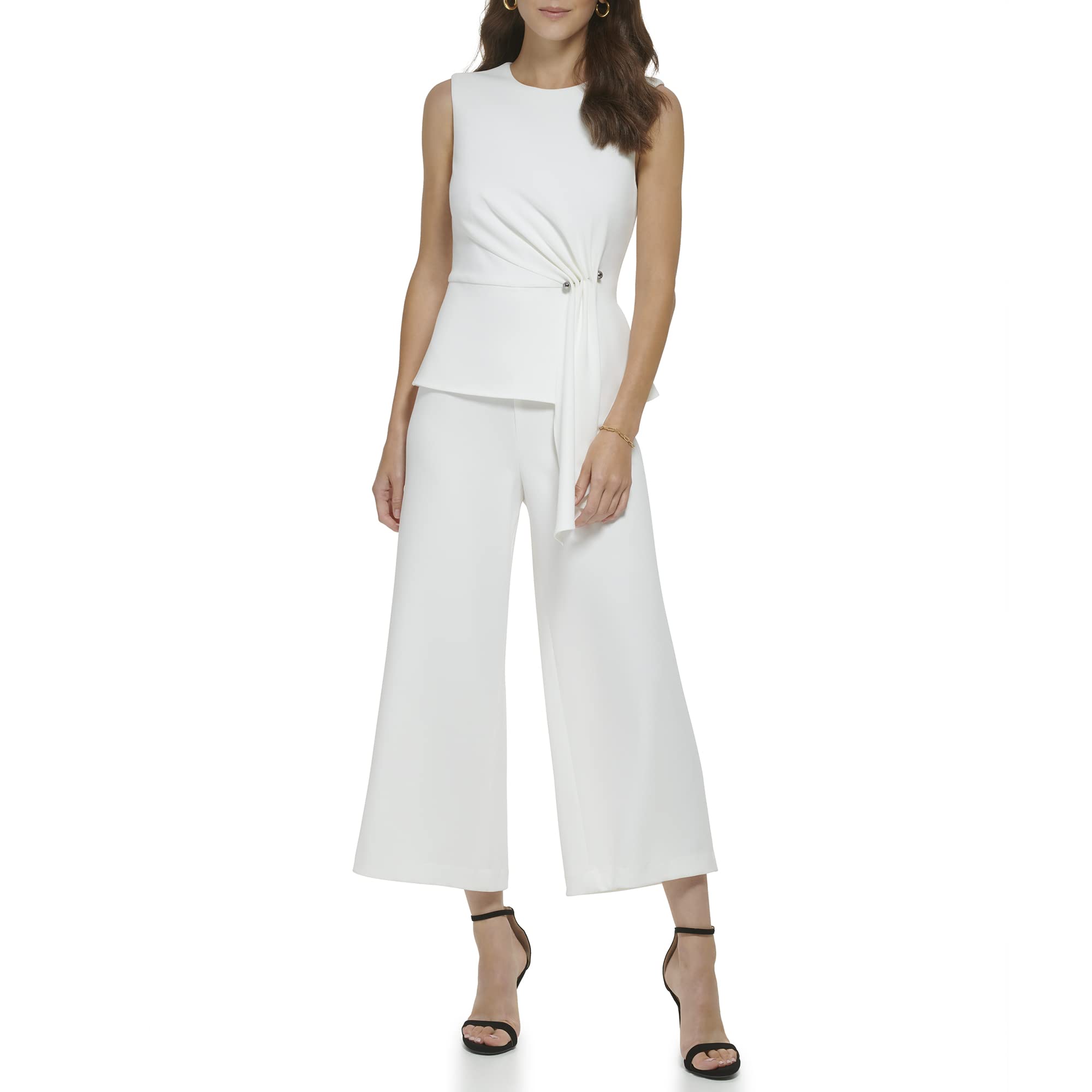 DKNY Women's Knit Crepe Peplum Jumpsuit - Elegant Casual & Party Wear for Women | Comfortable Stretchy Fabric for Office, Date Night & Special Occasions