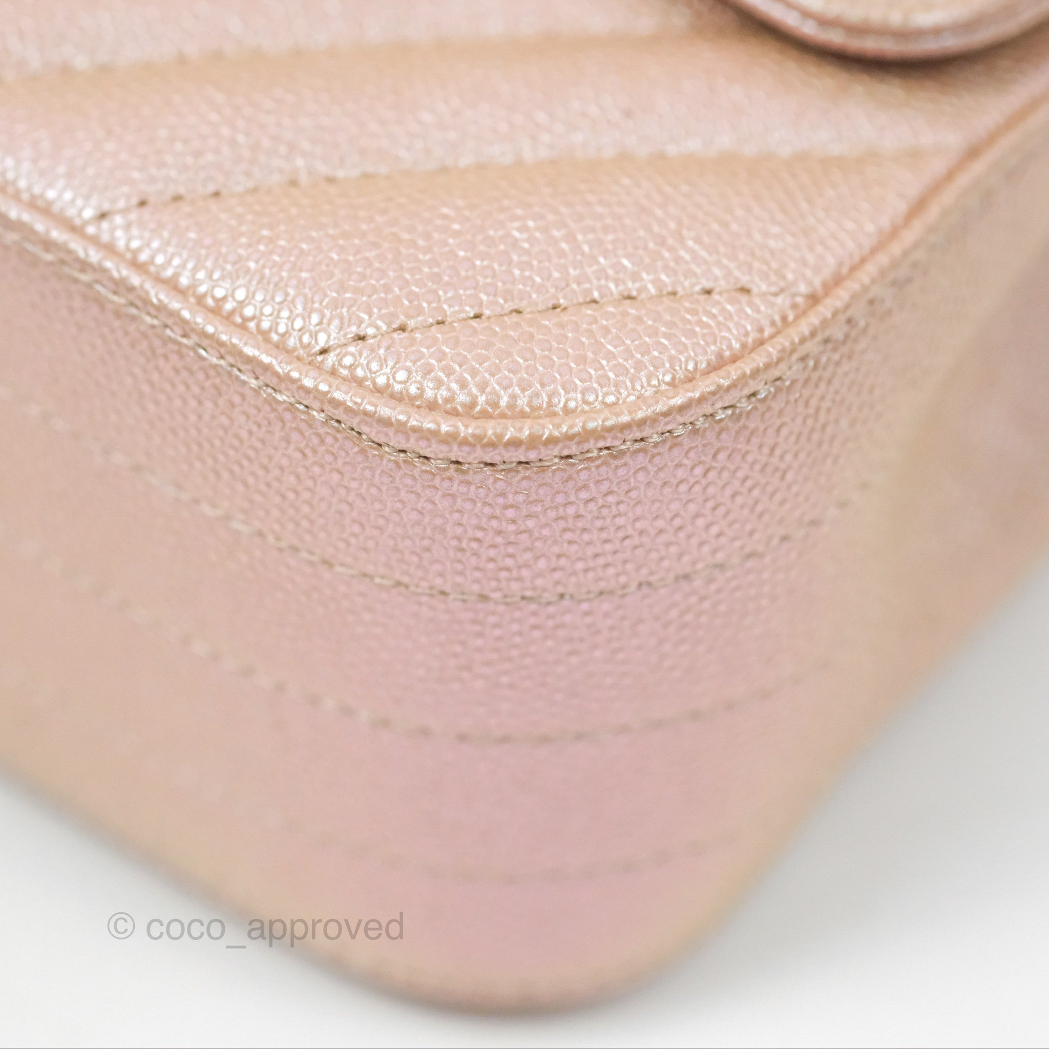 Chanel Chevron Mini Rectangular Flap Bag in Iridescent Rose Gold Caviar Leather with Ruthenium Hardware - Perfect for Evening Events & Luxury Fashion Accessories