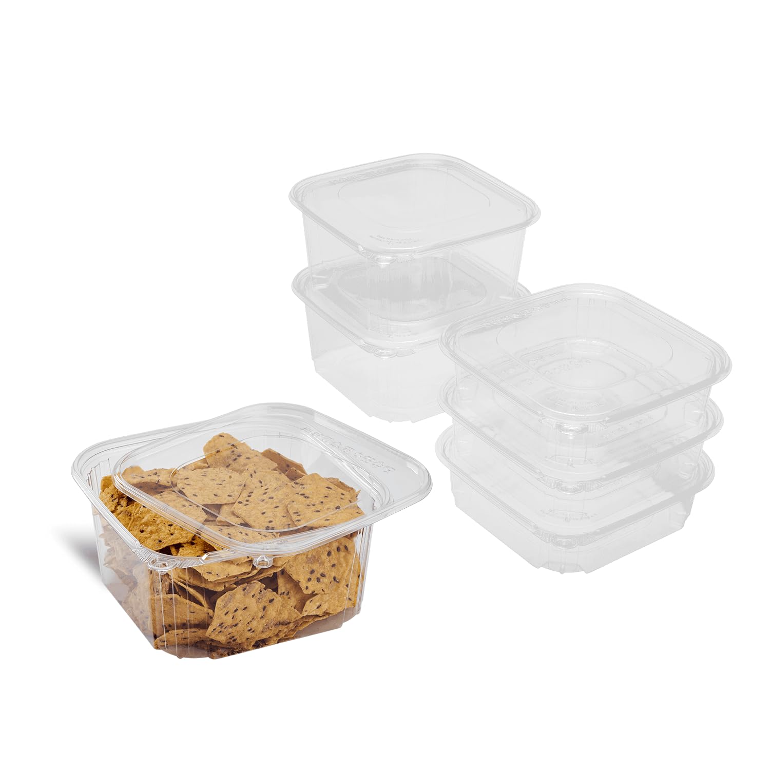 64oz - 120 ct PET Tamper Proof Square Deli Containers with Flat Lids | Stackable Clear Food Storage Containers for Kitchen, Meal Prep, Dog Treats | Freezer Safe & Recyclable | Perfect for Restaurants, Catering & Home Organization