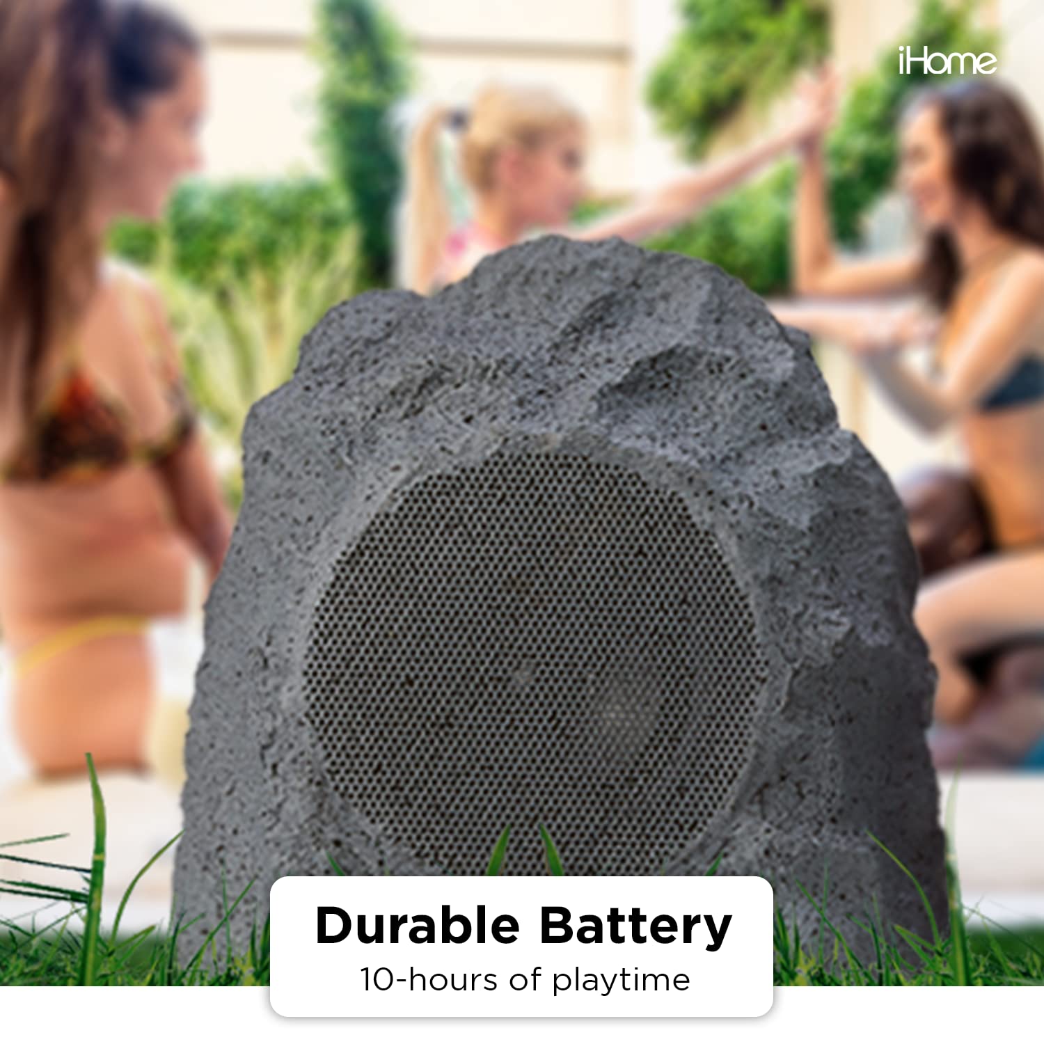 iHome IHRK-400-PR Wireless Outdoor Rock Speakers - Bluetooth 5.0, Waterproof IPX5, TWS Stereo Pairing, 10Hr Battery Life - Perfect for Garden, Patio, Poolside & Backyard Entertainment
