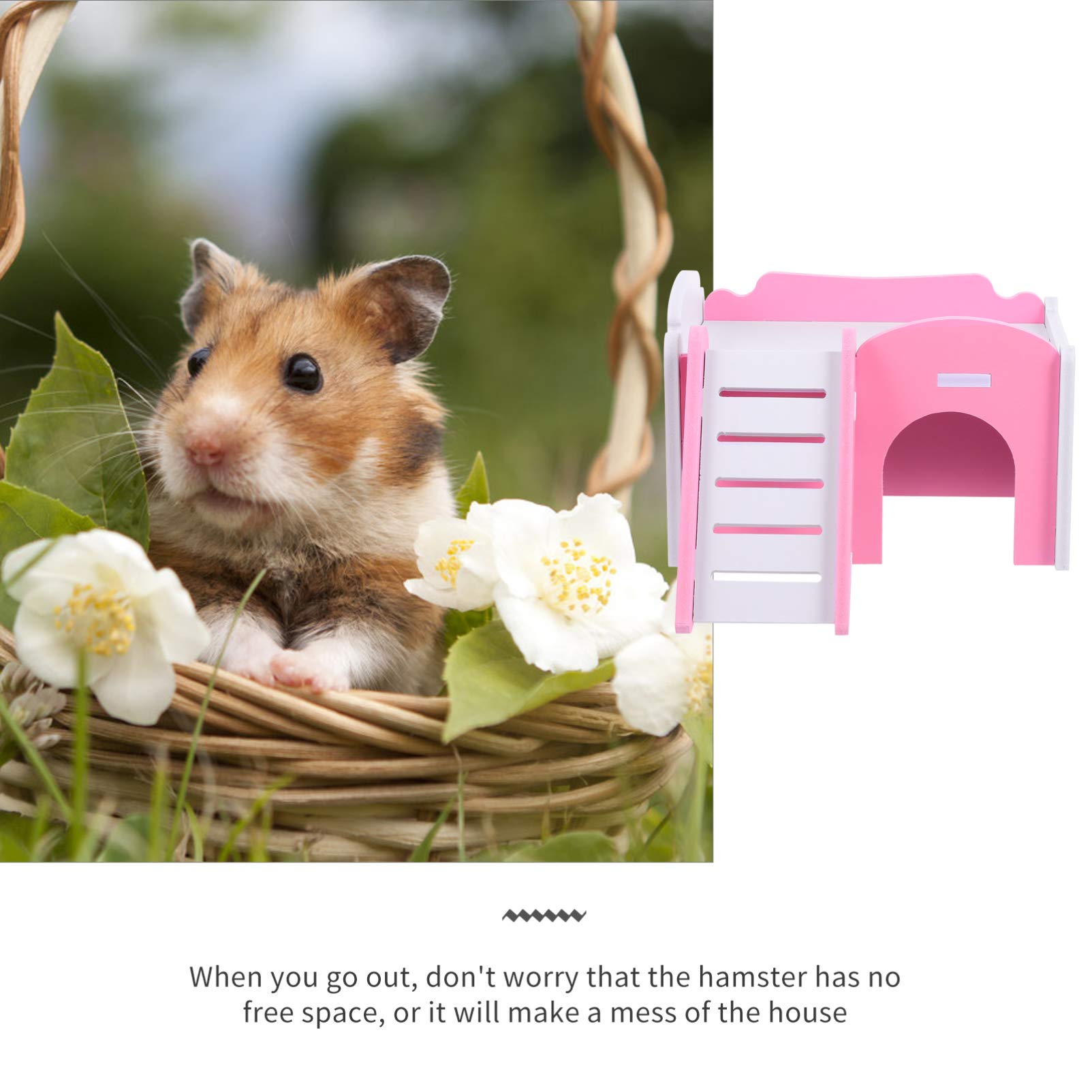 Balacoo Natural Wooden Chew Toys for Hamsters - Small Animal Ladder, Climbing Platform, Hideout Hut & Sleeping Bed - Perfect for Gerbils, Dwarf Hamsters, Chinchillas & Guinea Pigs - Great for Cage Enrichment & Teeth Health