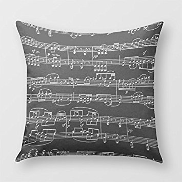 Black Music-Themed Decorative Pillow Cover for Sofa & Bedroom - Perfect for Home Decor, Living Room Accent & Bedroom Styling