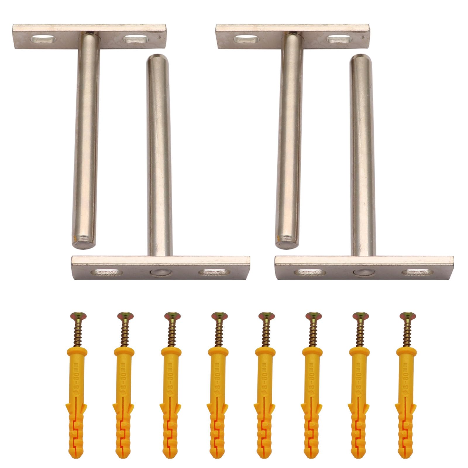 4Pcs 4 Inch Floating Shelf Brackets - Heavy Duty Hidden Shelf Supports for Wood Shelves with Screws & Wall Plugs Included | Perfect for Living Room, Bedroom, Kitchen Storage & Home Decor
