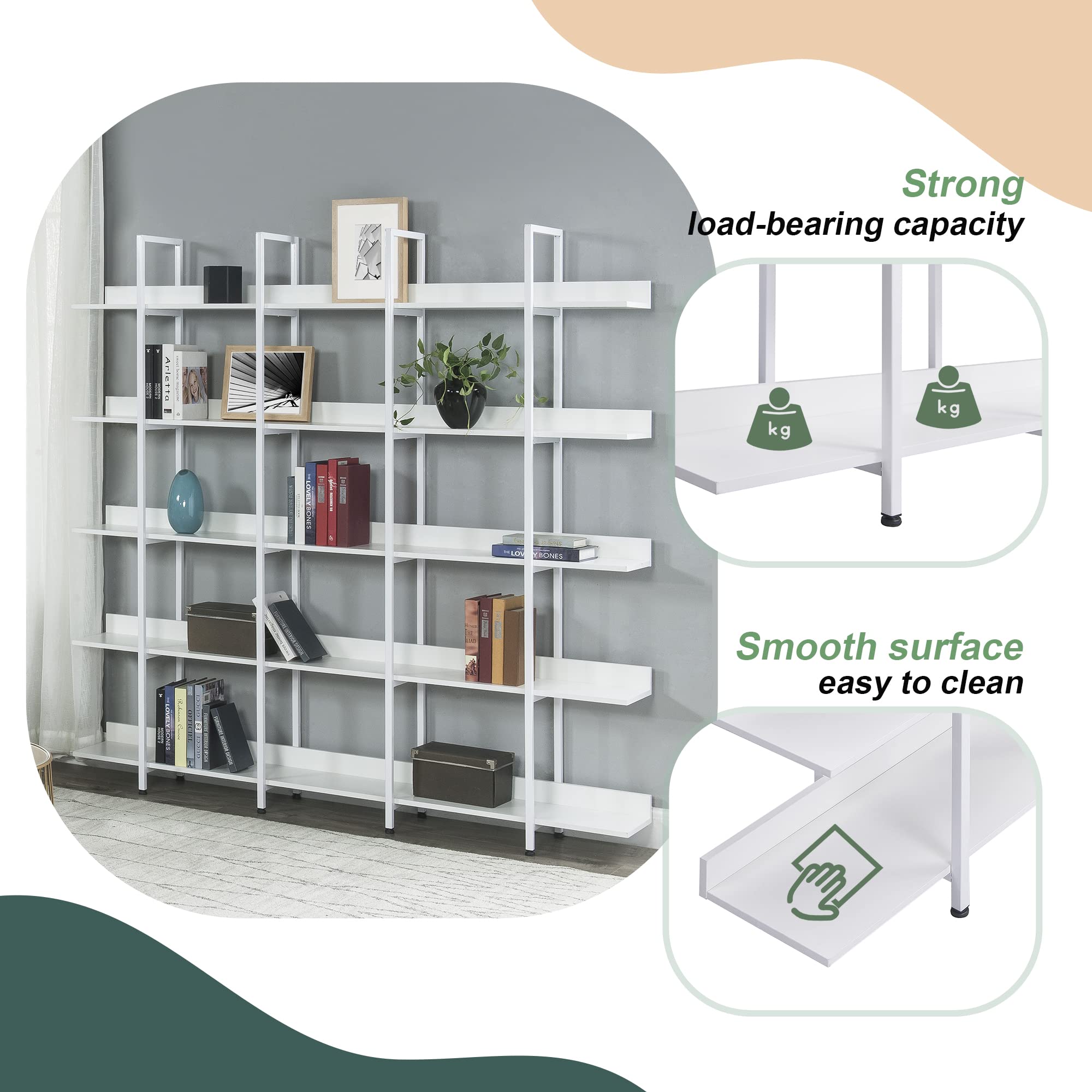 Polibi 5-Tier Industrial Bookshelf - 70.87