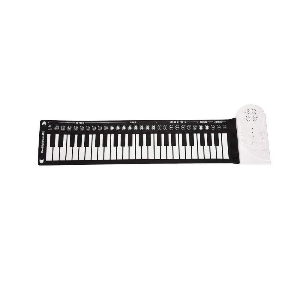 49-Key Roll Up Piano Portable Electronic Keyboard - Hand-Rolled Soft Silicone Piano with ABS Frame (White) | Perfect for Travel, Home Practice & Music Education