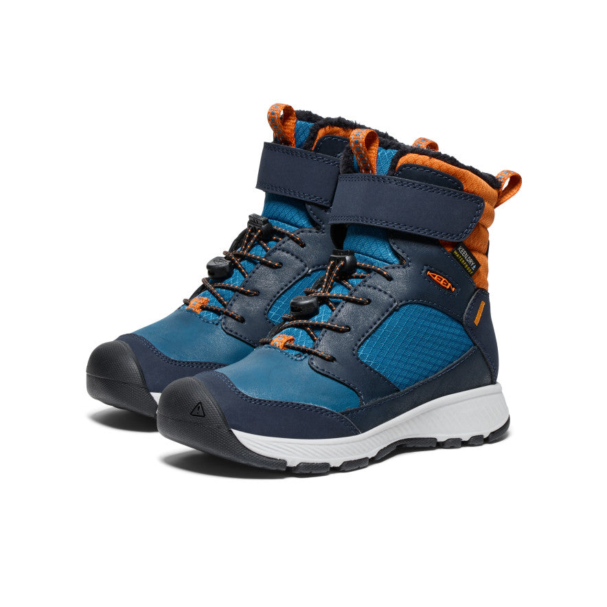 Little Kids' Skua Waterproof Winter Boots - Sky Captain/Gold Flame | Warm Snow Boots for Toddlers & Children | Perfect for Snow Play, Winter Hiking & Outdoor Adventures