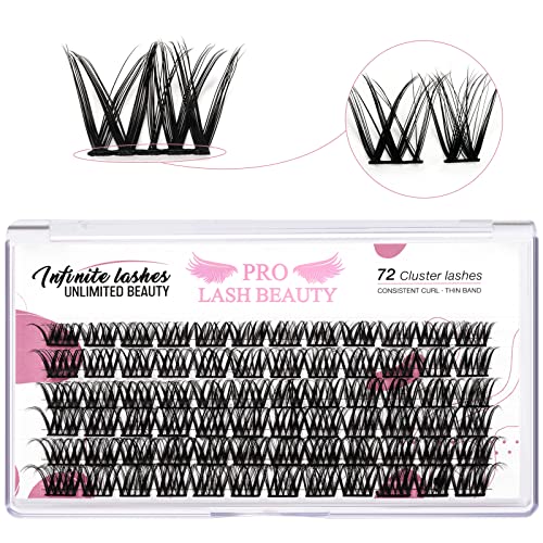 72 Pcs Cluster Lashes - DIY Eyelash Extension Kit, Individual Fluffy Lashes with Super Thin Band, Reusable & Comfortable (Soul-D-12mm) for Natural Everyday Look & Special Occasions