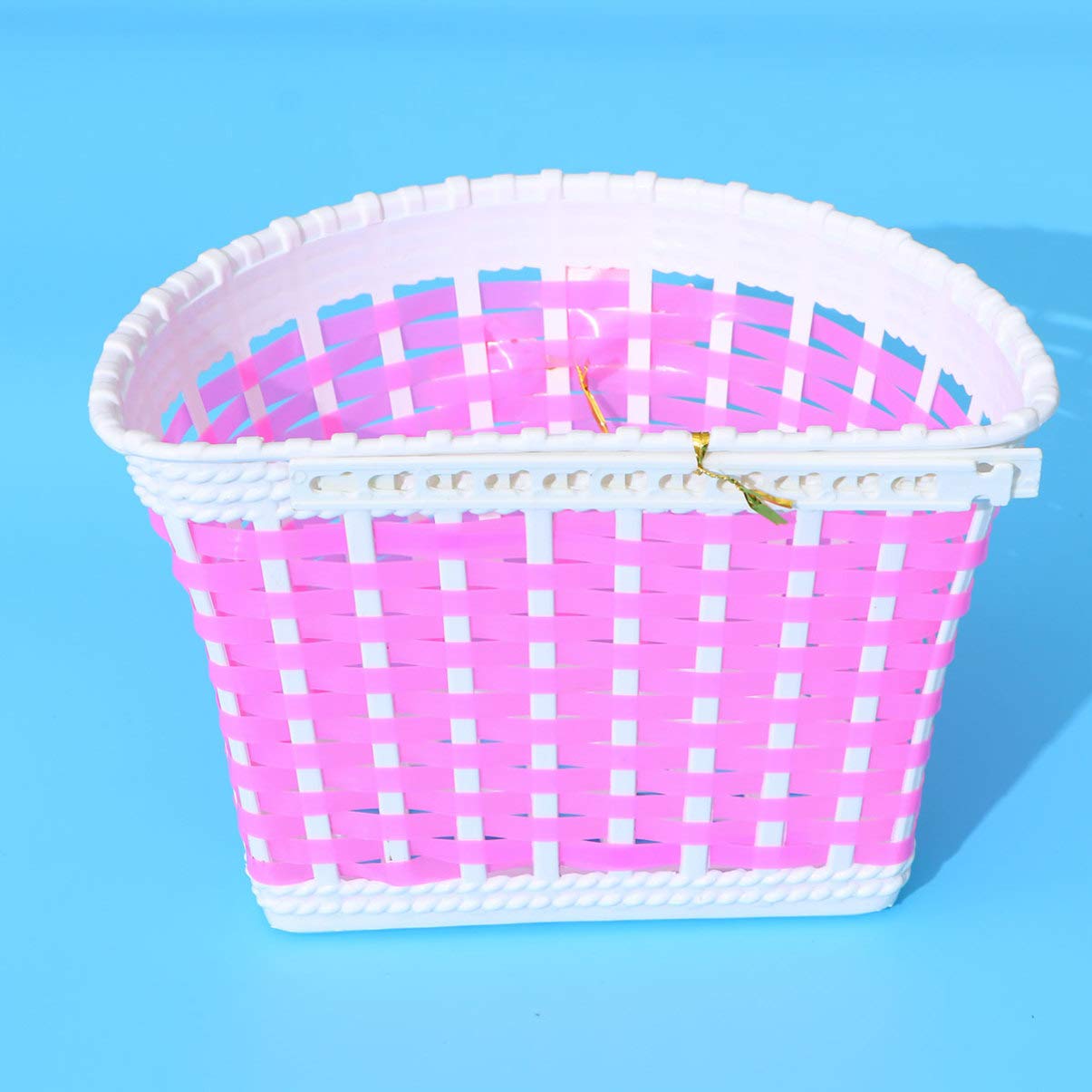 LIOOBO Kids Bike Scooter Basket - Handmade Plastic Knitted Bow Front Basket with Bell for Girls & Boys | Perfect for Cycling, School Commute & Outdoor Play