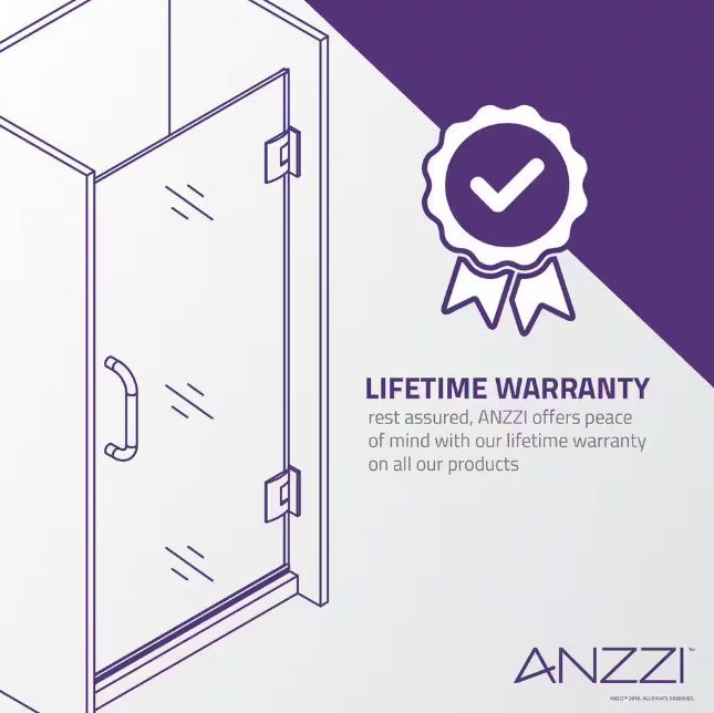 Anzzi SD AZ09 02MB Fellow Frameless Hinged Shower Door - 30