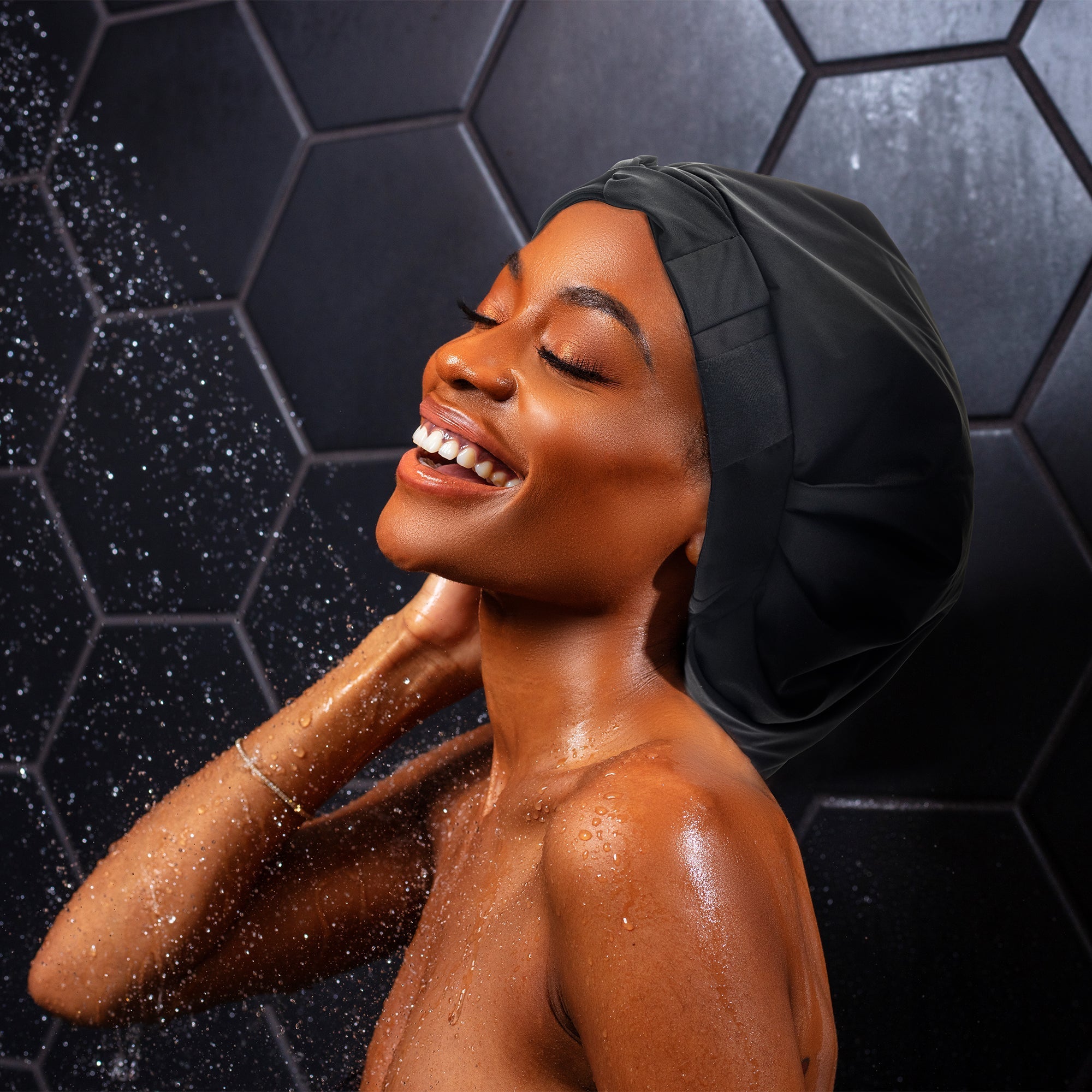 Waterproof Adjustable Shower Cap with Satin Lining - Hairbrella for Wet Hair Protection - Perfect for Bathing, Swimming & Salon Visits