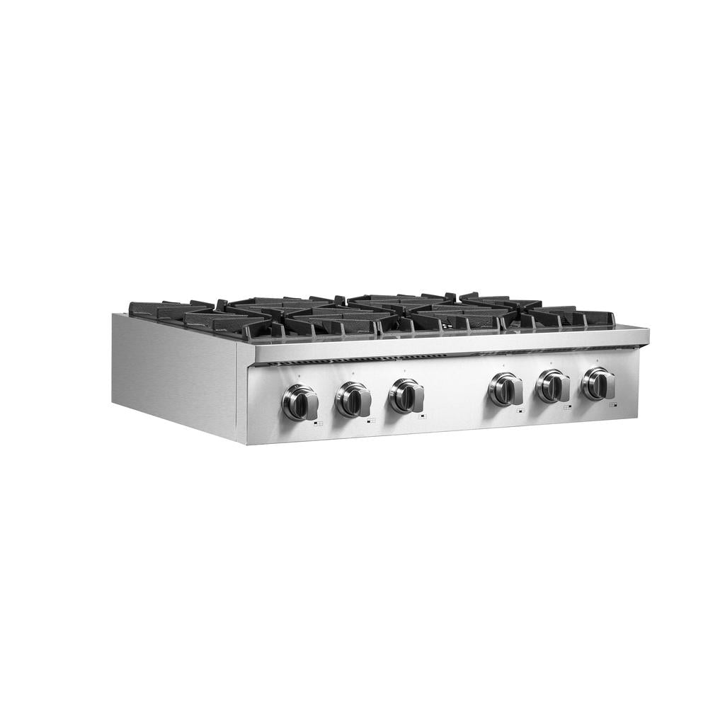 Forno Lseo 36 Inch 6 Burner Stainless Steel Gas Rangetop with Griddle (Model FCTGS5737 36) - Perfect for Home Kitchens, Restaurants & Outdoor Cooking