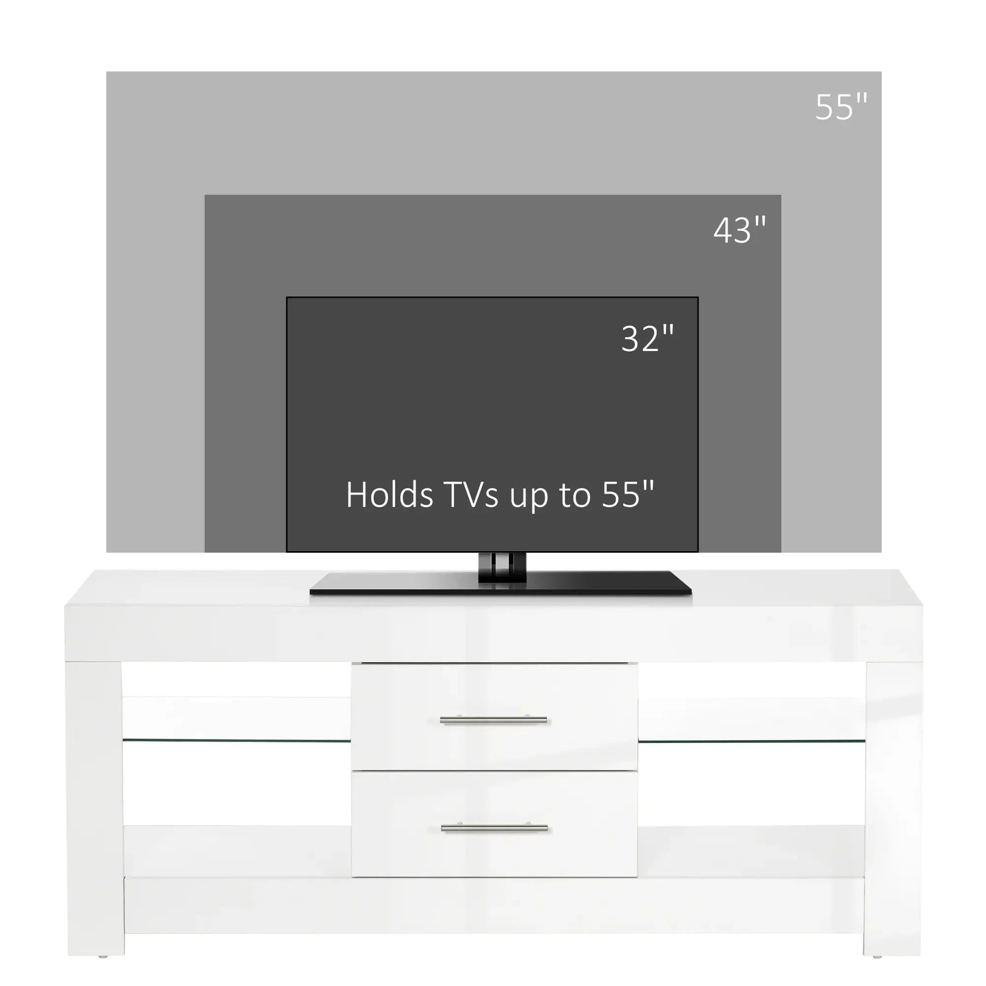 Modern TV Stand with LED Lights & Storage Shelves - 4 Color Options for Living Room, Bedroom & Home Theater Setup
