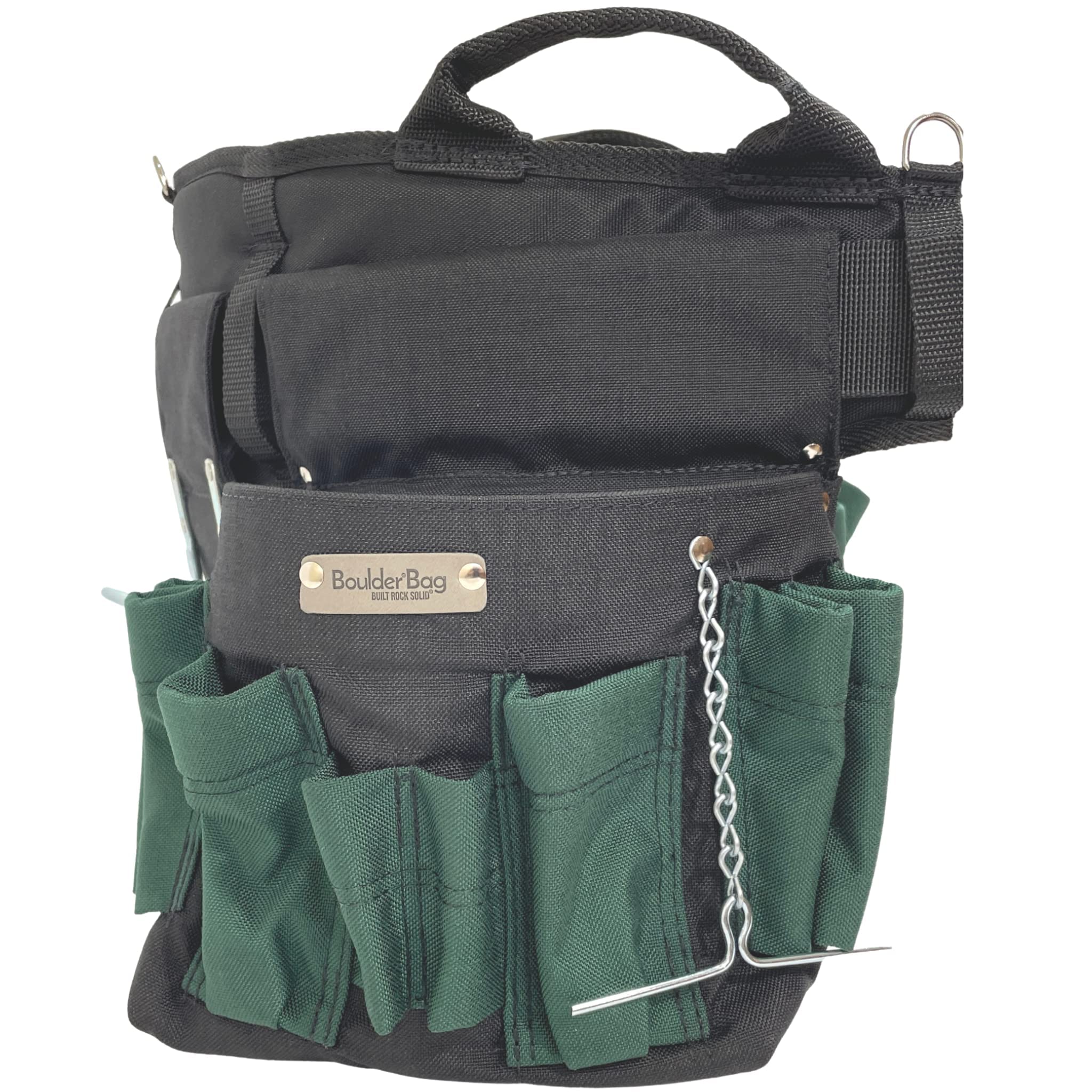 BOULDER BAG Professional Electrician's MAX Combo Tool Belt with Comfort Back Support & Quick Release Buckle - Heavy Duty Work Belt for Electricians, Green, XL (37-42 Inch Waist), Made in USA - Perfect for Construction, Wiring & Electrical Maintenance Jobs