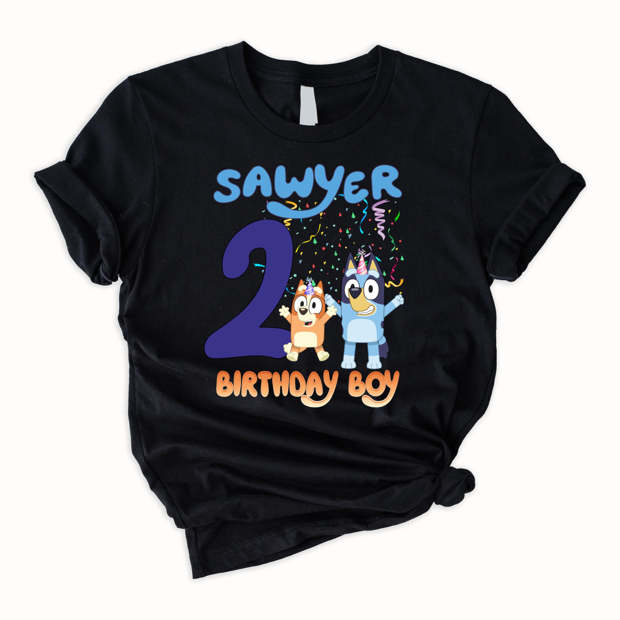 Custom Blue Dog Birthday Shirt for Boys & Girls - Personalized Pet Lover Tee for Dog Birthday Parties & Family Celebrations