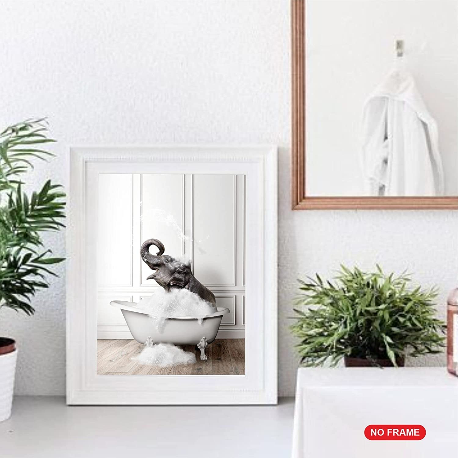 Funny Bathroom Wall Art Prints - Set of 6 Animal Posters (8x10 Inch) for Kids & Home Decor