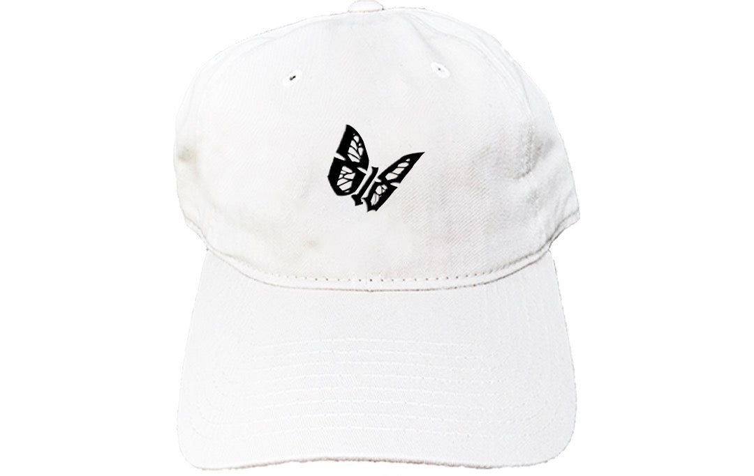 Collective 818 Butterfly White Dad Hat - Adjustable Cotton Baseball Cap for Men & Women - Perfect for Outdoor Activities, Sports & Casual Wear