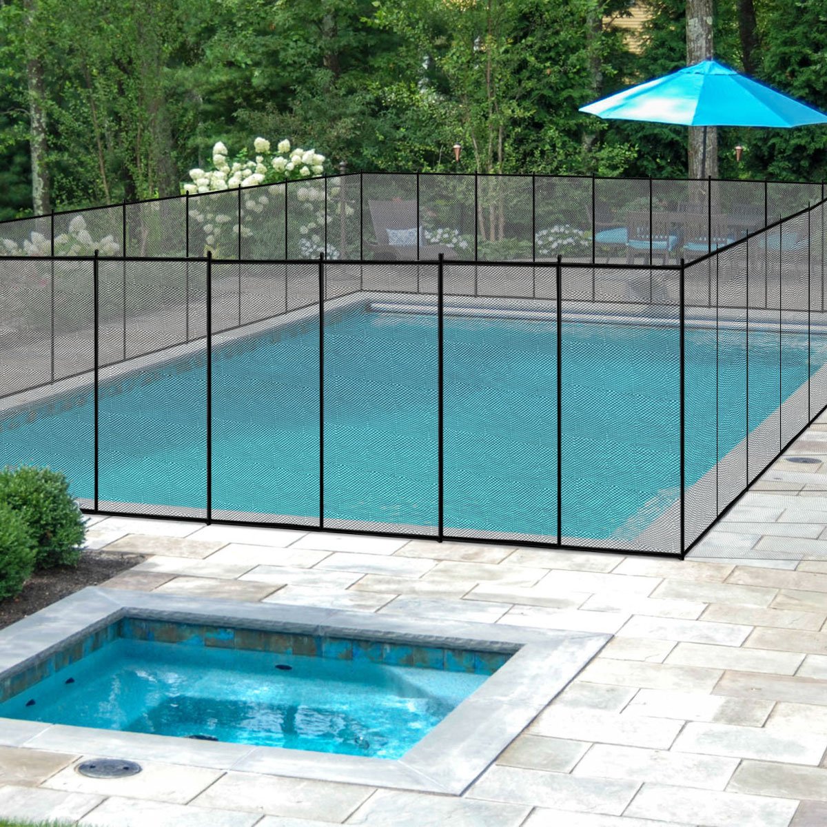 **Giantex 4ft x 48ft Black In-Ground Pool Safety Fence - Easy DIY Installation Mesh Barrier for Swimming Pools | Perfect for Backyard, Family, and Pet Safety**