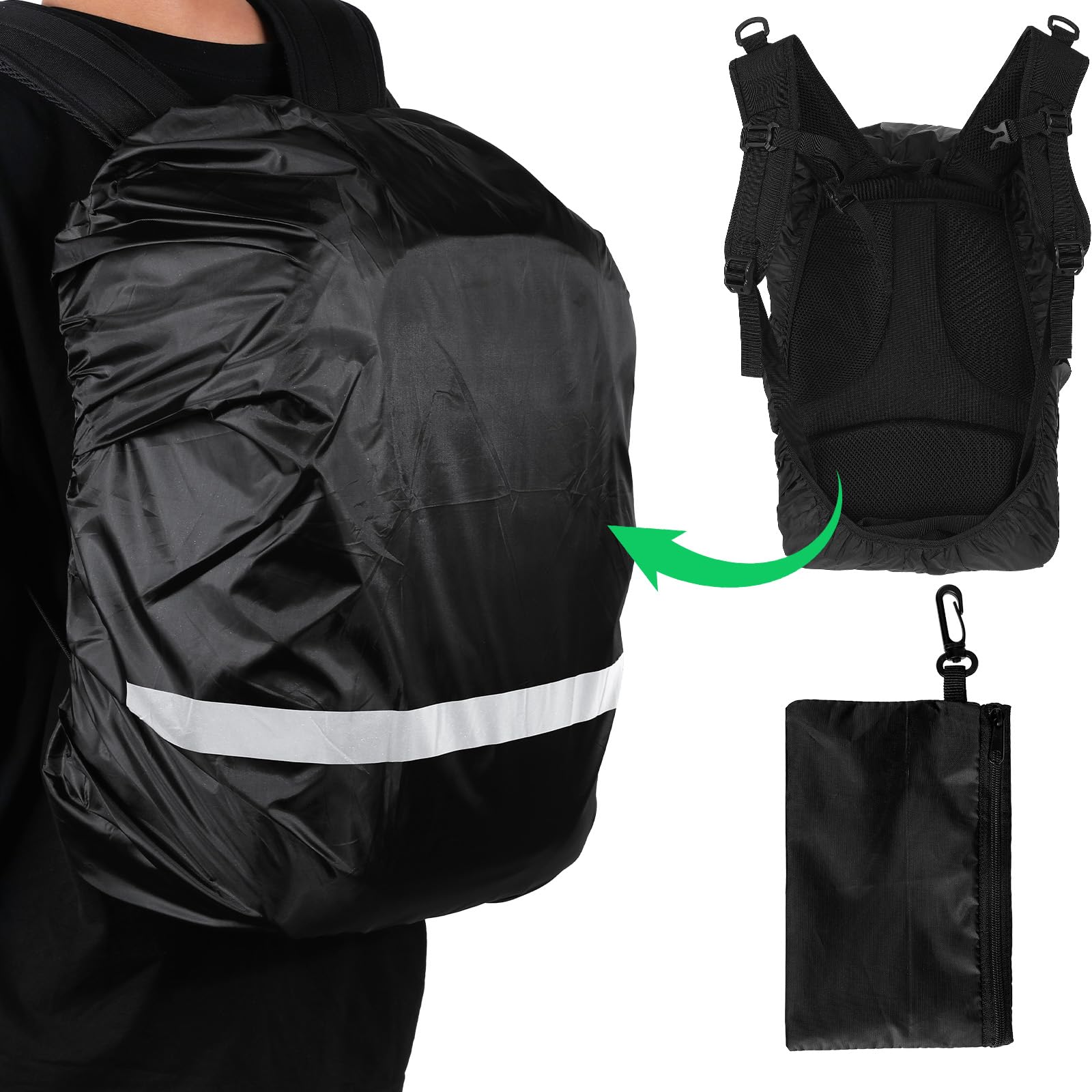 Waterproof Backpack Rain Cover with Reflective Strip - Ultralight Outdoor Rain Protection for Hiking, Camping, Cycling & Travel - Keep Your Gear Dry in Any Weather