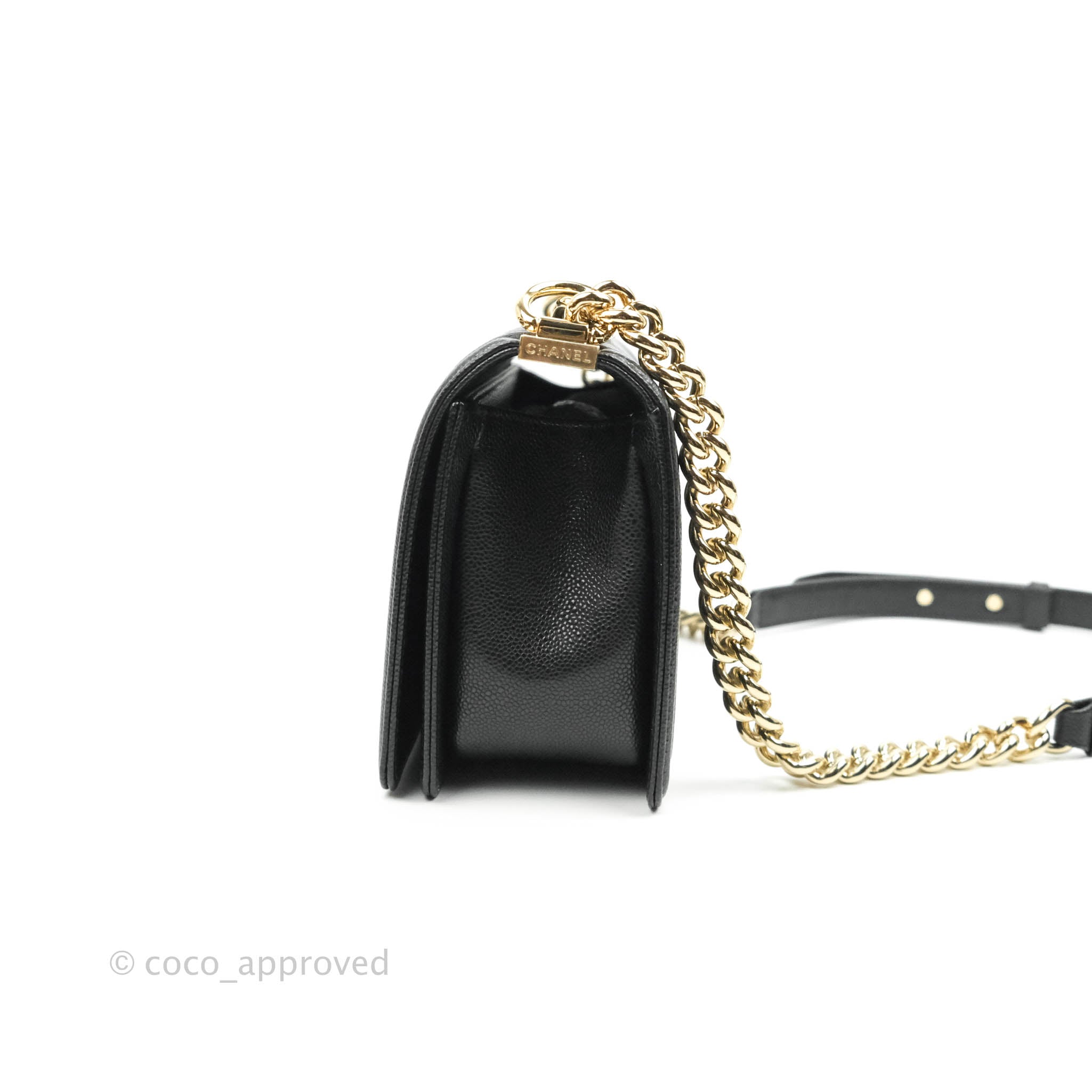 Chanel Boy Chevron Medium Black Caviar Gold Hardware Bag - Luxury Designer Handbag for Women | Perfect for Evening Parties, Weddings & Special Occasions
