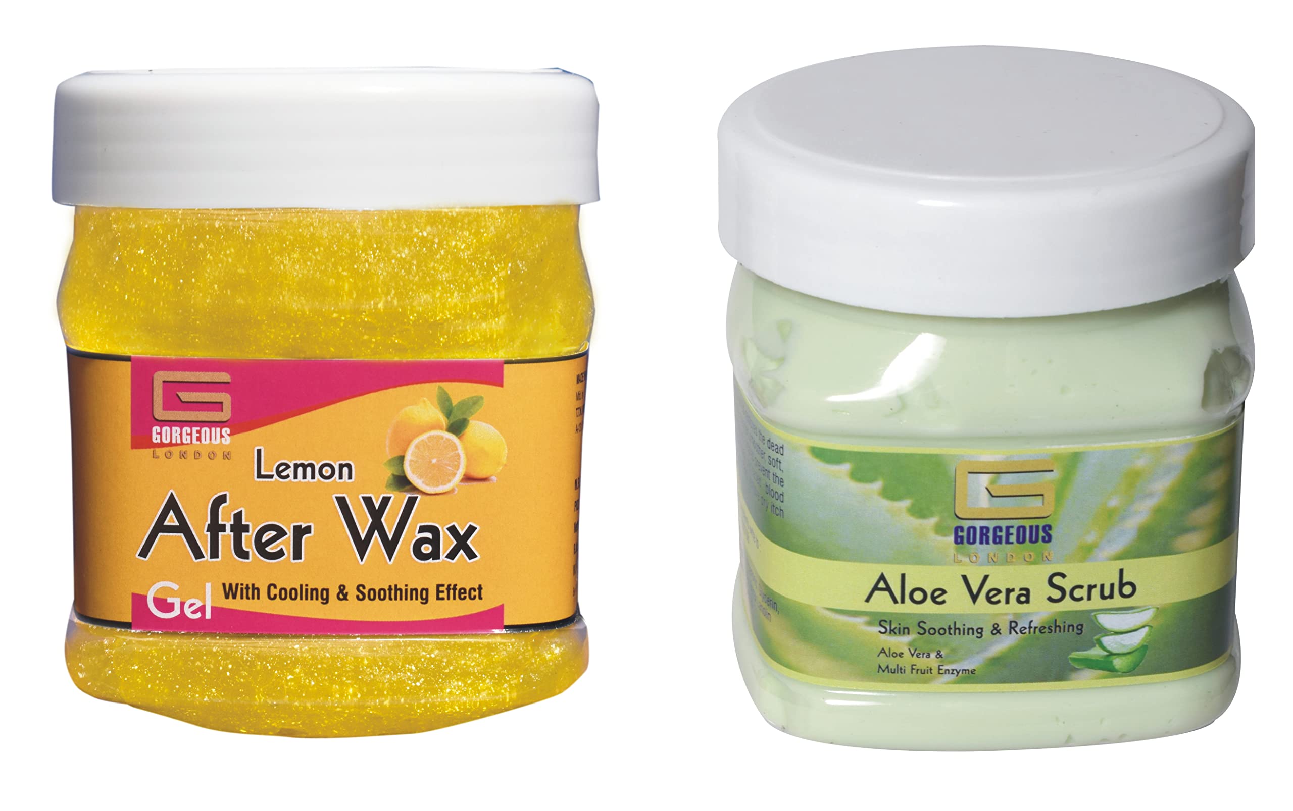 London Lemon After Wax Gel & Aloe Vera Scrub Combo – 2 Pack (450ml Each) | Post-Waxing Soothing & Exfoliating Skincare for Smooth, Glowing Skin