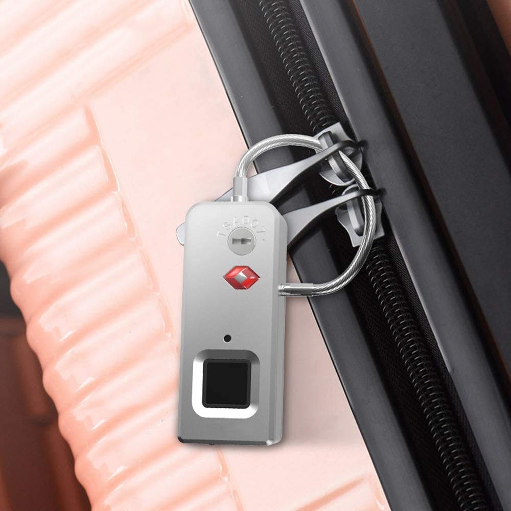 Fingerprint Padlock - Secure One-Touch Open Smart Lock with USB Charging | Ideal for Gym Lockers, School Lockers, Travel Suitcases, Fence Gates & Storage (Silver) | Waterproof & Durable for Outdoor & Indoor Use