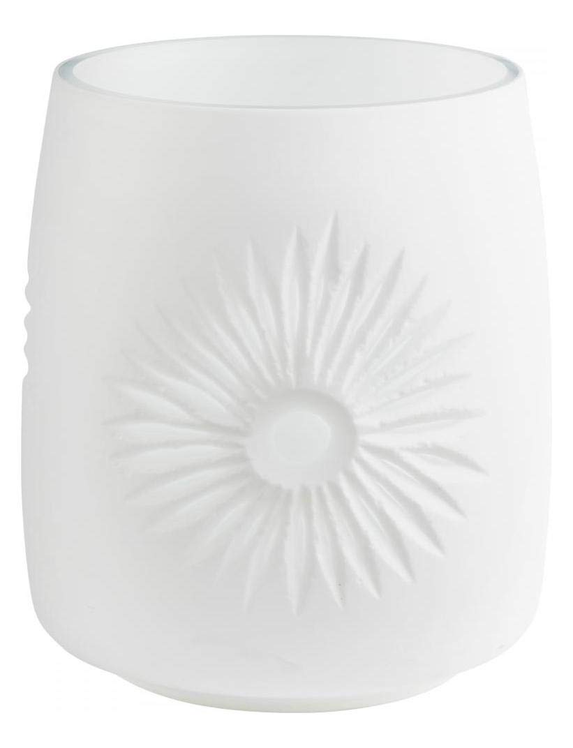 White Vika 6.75 Inch Tall Glass Vase for Flowers - Elegant Home Decor Centerpiece for Weddings, Dining Table, and Living Room