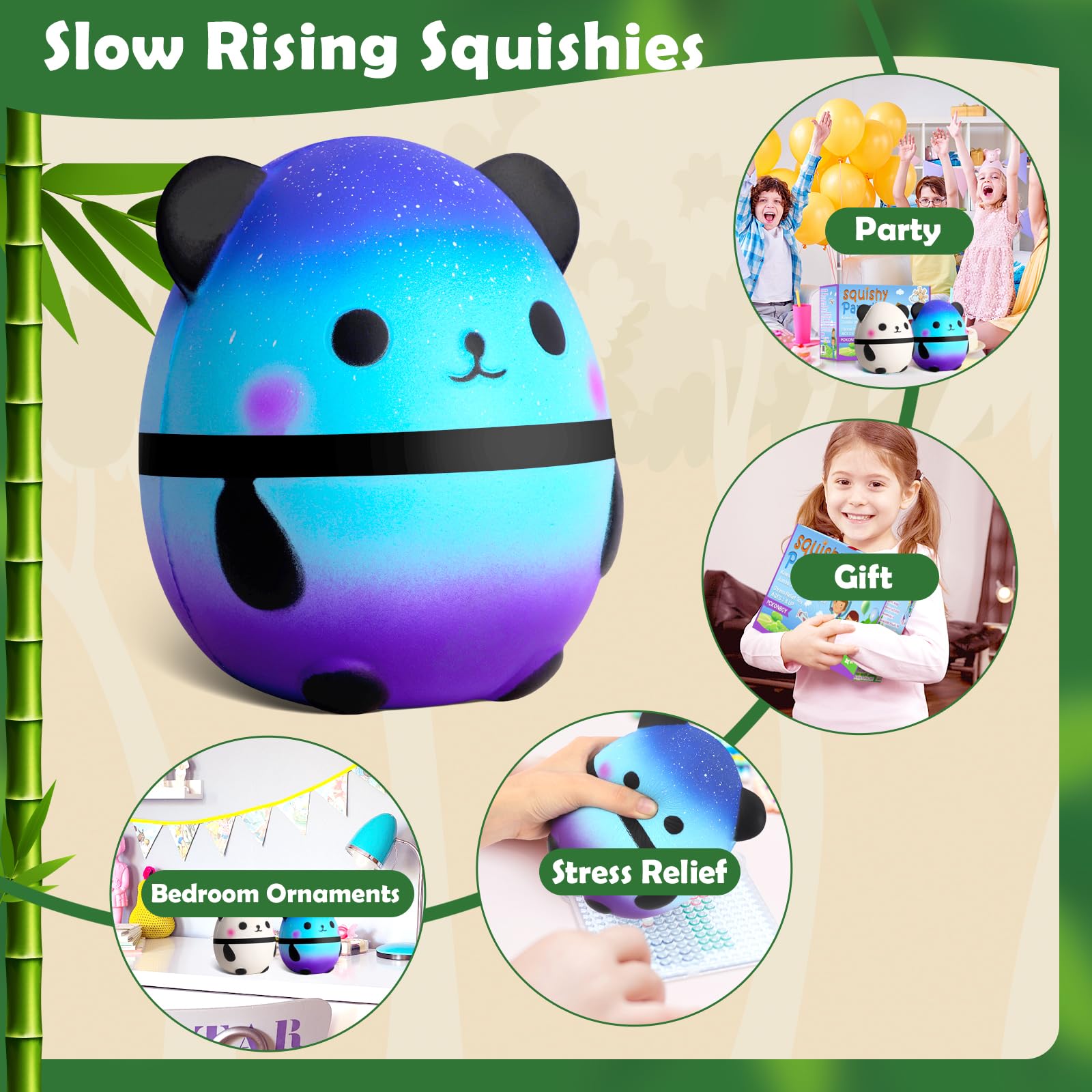 Jumbo Panda Squishy Toys - 2 Pack Kawaii Stress Relievers for Kids Birthday Parties & Gifts